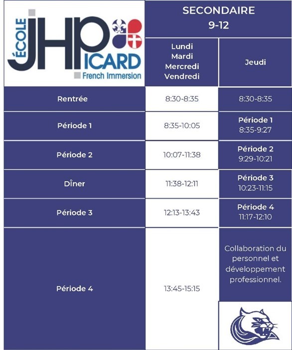 Horaire Senior High 2025-2026